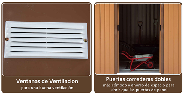 Puertas, ventilación y tejado de las casetas 3x2