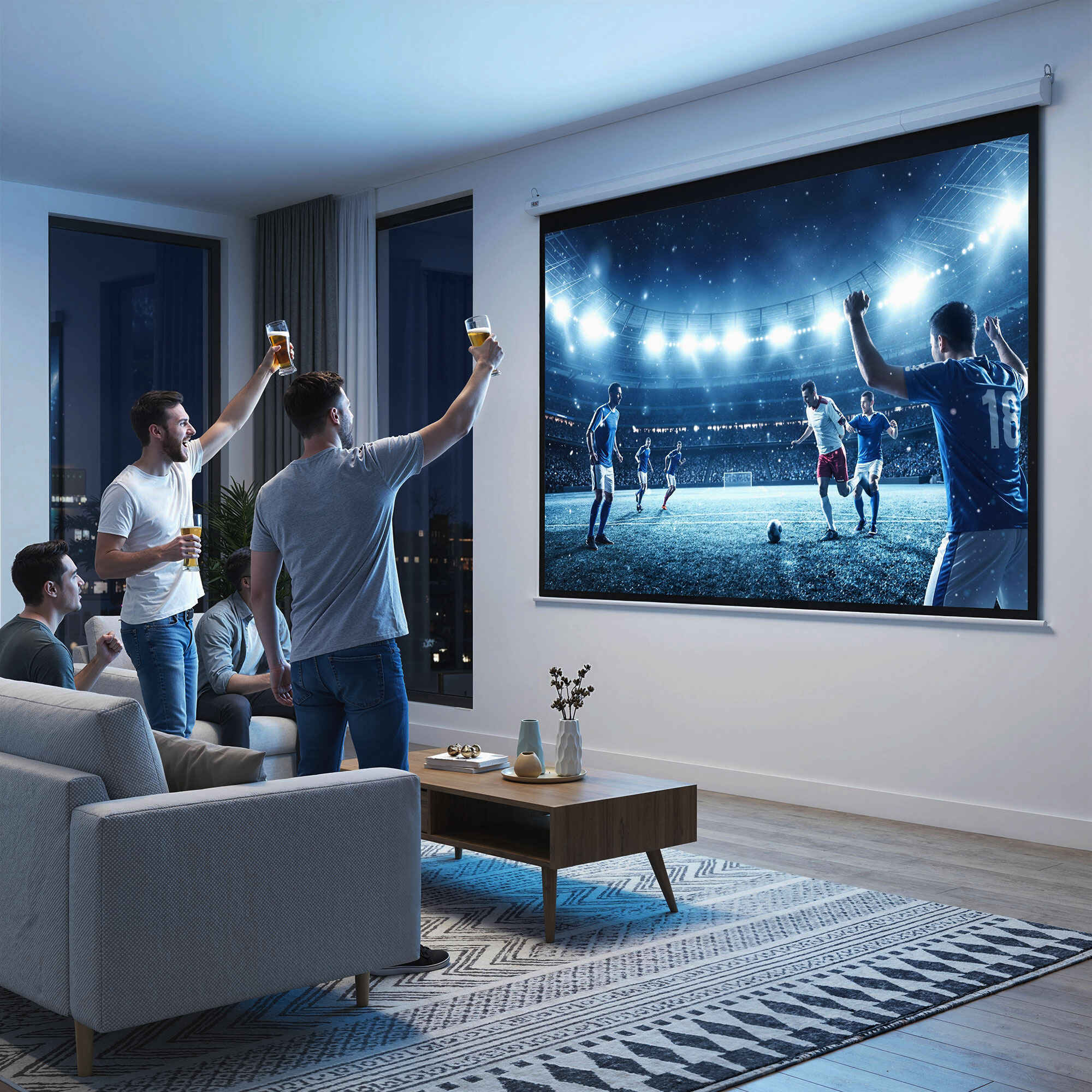 Pantalla de proyector eléctrica 120 pulgadas 4:3 con mando a distancia 244x183 cm blanco