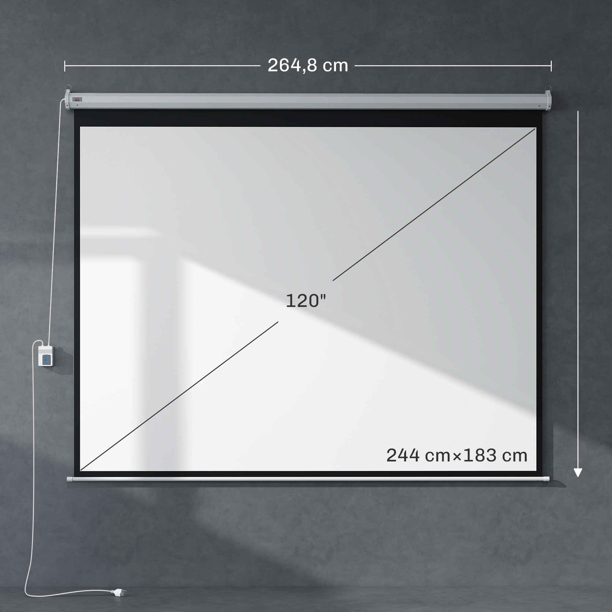 Pantalla de proyector eléctrica 120 pulgadas 4:3 con mando a distancia 244x183 cm blanco