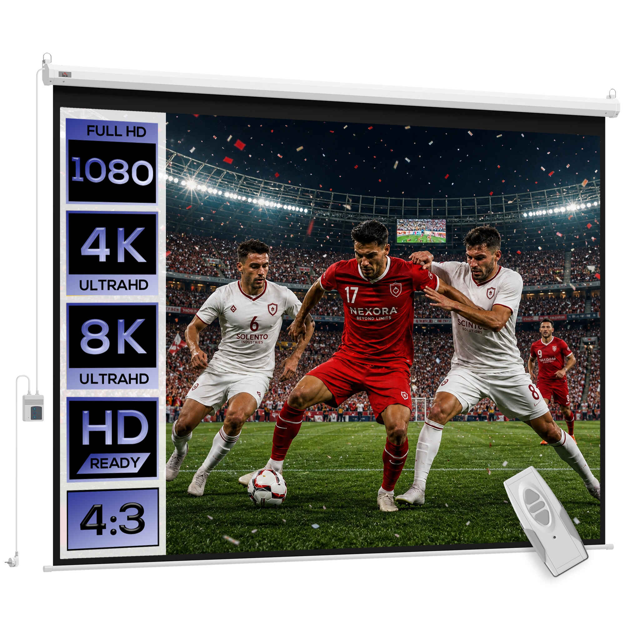 Pantalla de proyector eléctrica 120 pulgadas 4:3 con mando a distancia 244x183 cm blanco