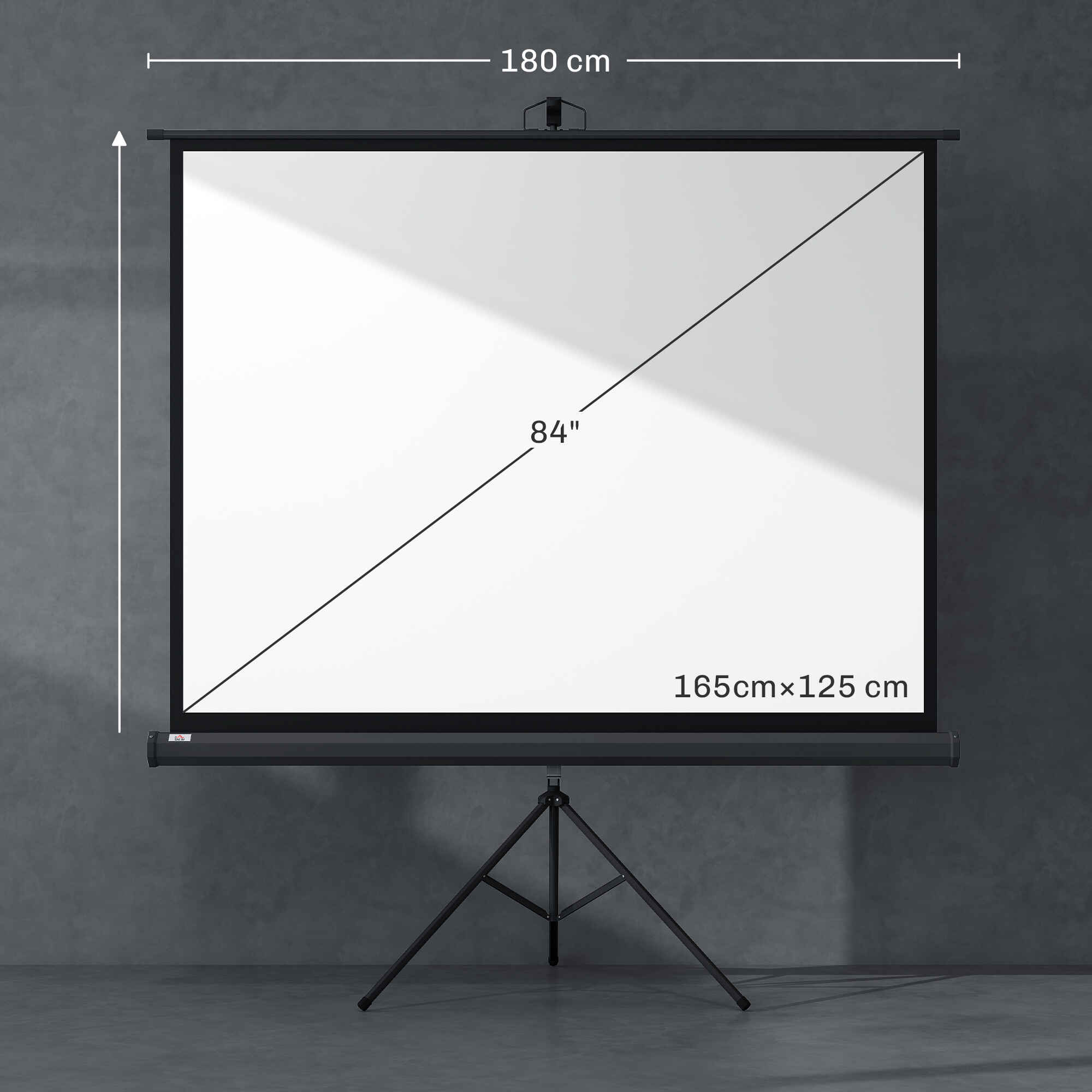 Pantalla de Proyector Manual con Soporte 84 Pulgadas Pantalla de Proyección Portátil Formato 4:3 para Interior y Exterior Eventos Deportivos Cine en Casa Patio 171x131 cm Negro