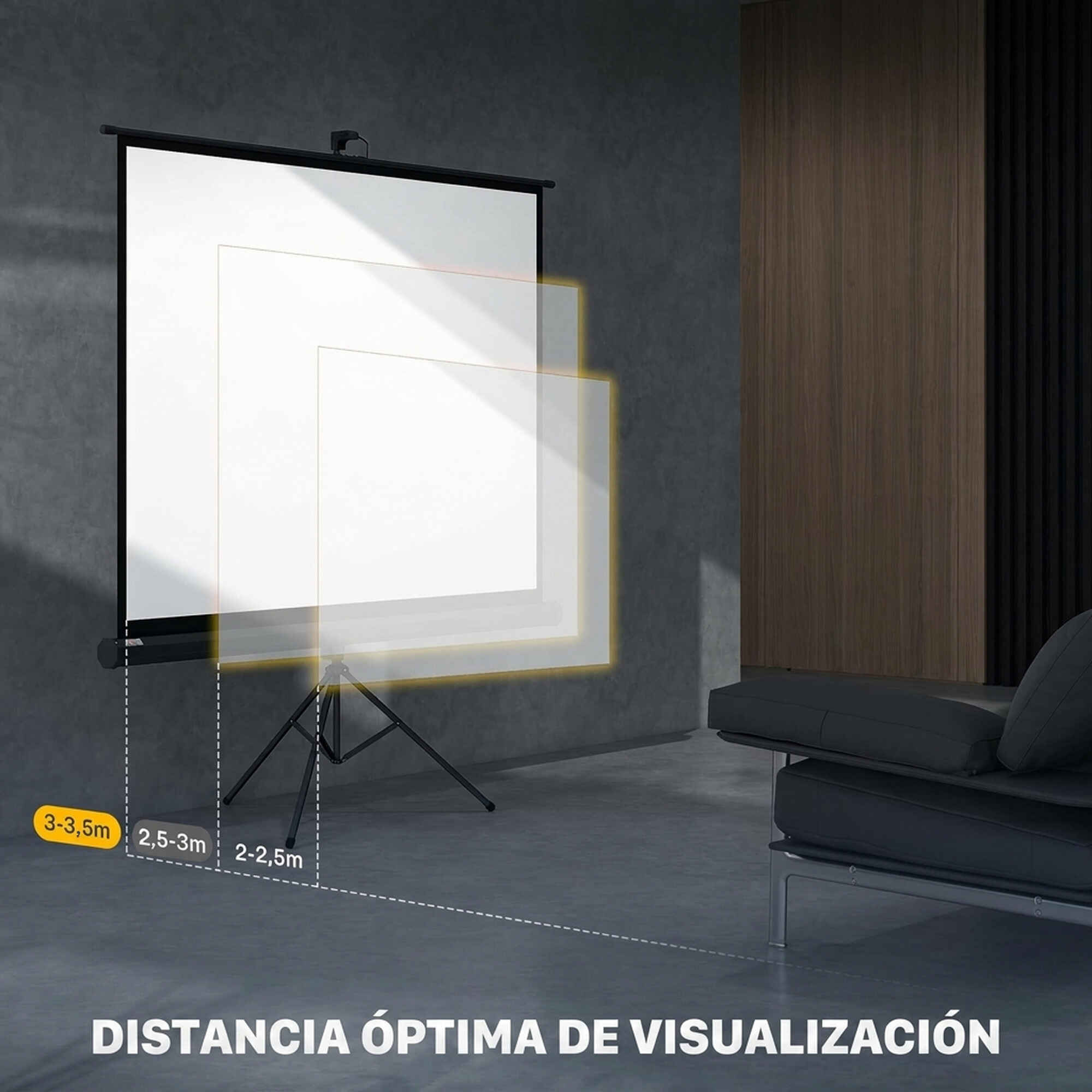 Pantalla de Proyector Manual con Soporte 84 Pulgadas Pantalla de Proyección Portátil Formato 4:3 para Interior y Exterior Eventos Deportivos Cine en Casa Patio 171x131 cm Negro