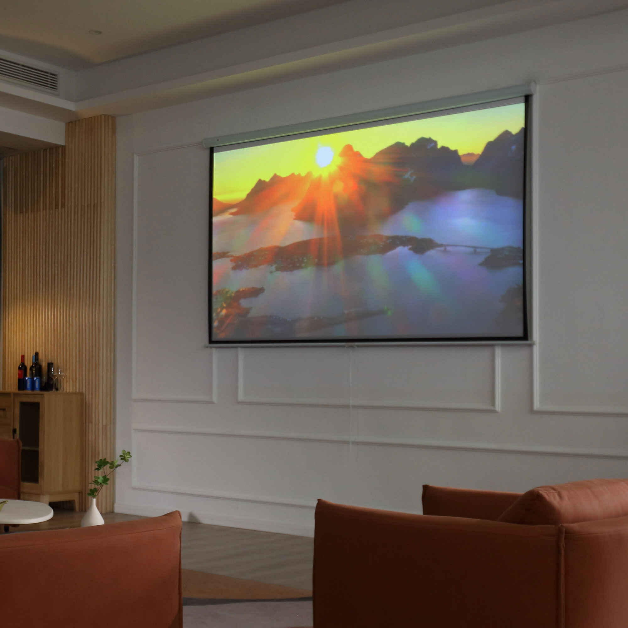 Pantalla de proyector manual 120 pulgadas 4:3/16:9 interior y exterior 244x183 cm blanco