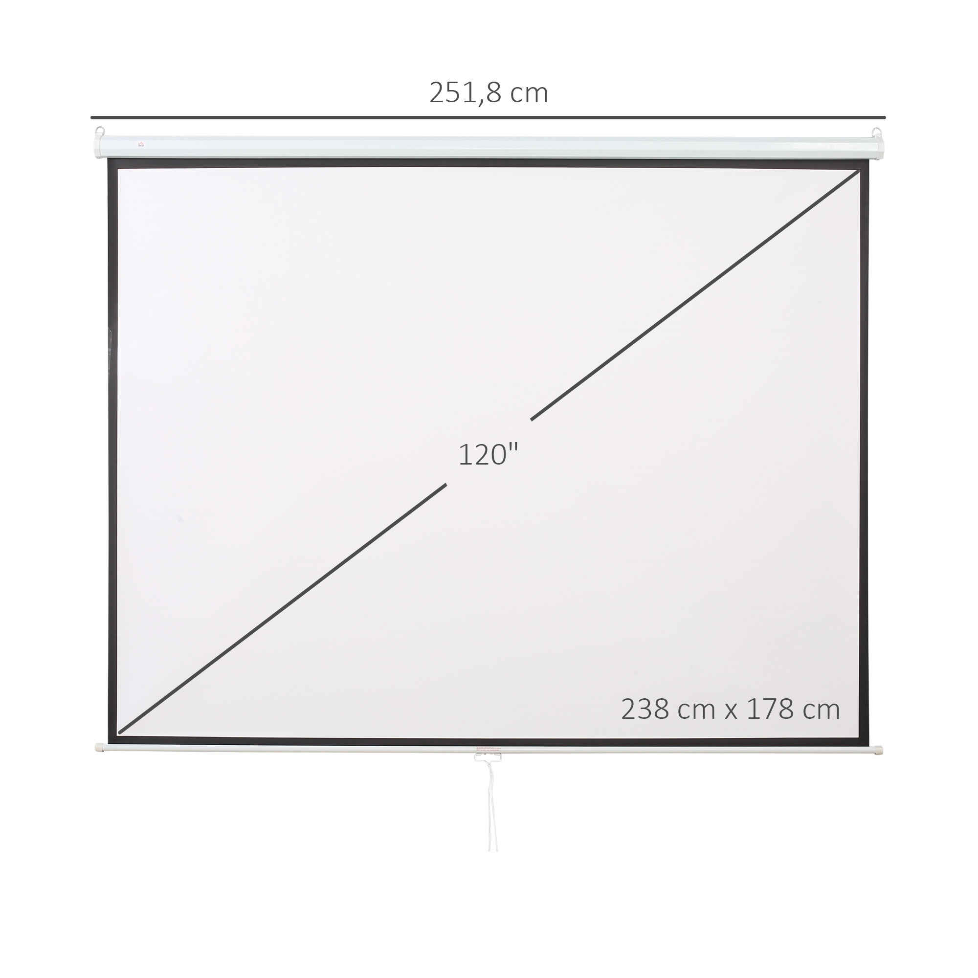 Pantalla de proyector manual 120 pulgadas 4:3/16:9 interior y exterior 244x183 cm blanco