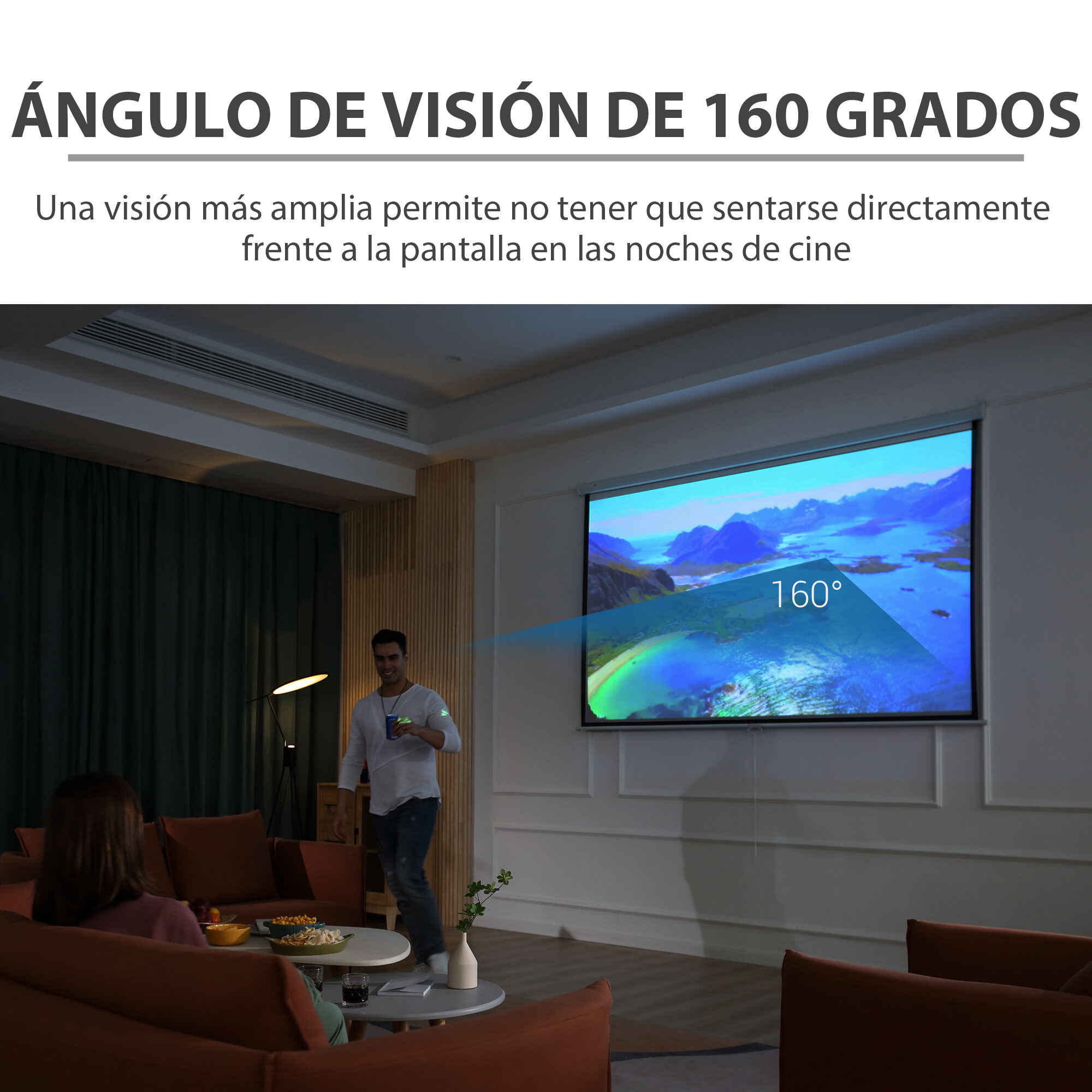 Pantalla de proyector manual 120 pulgadas 4:3/16:9 interior y exterior 244x183 cm blanco