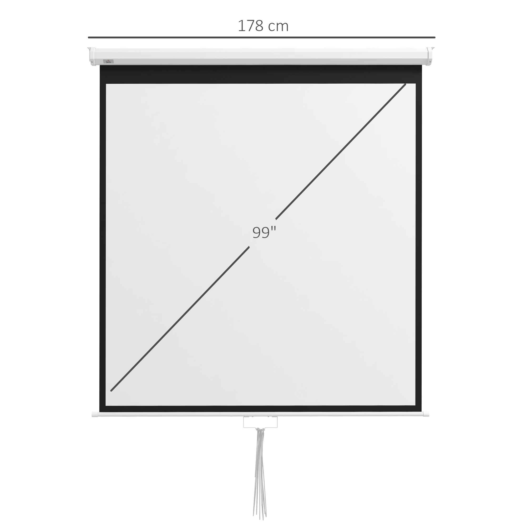 Pantalla de proyector manual 99 pulgadas 1:1 178x178 cm blanco para interior y exterior