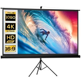 Pantalla de proyector manual 100 pulgadas 16:9 con soporte ajustable 221x124 cm negro