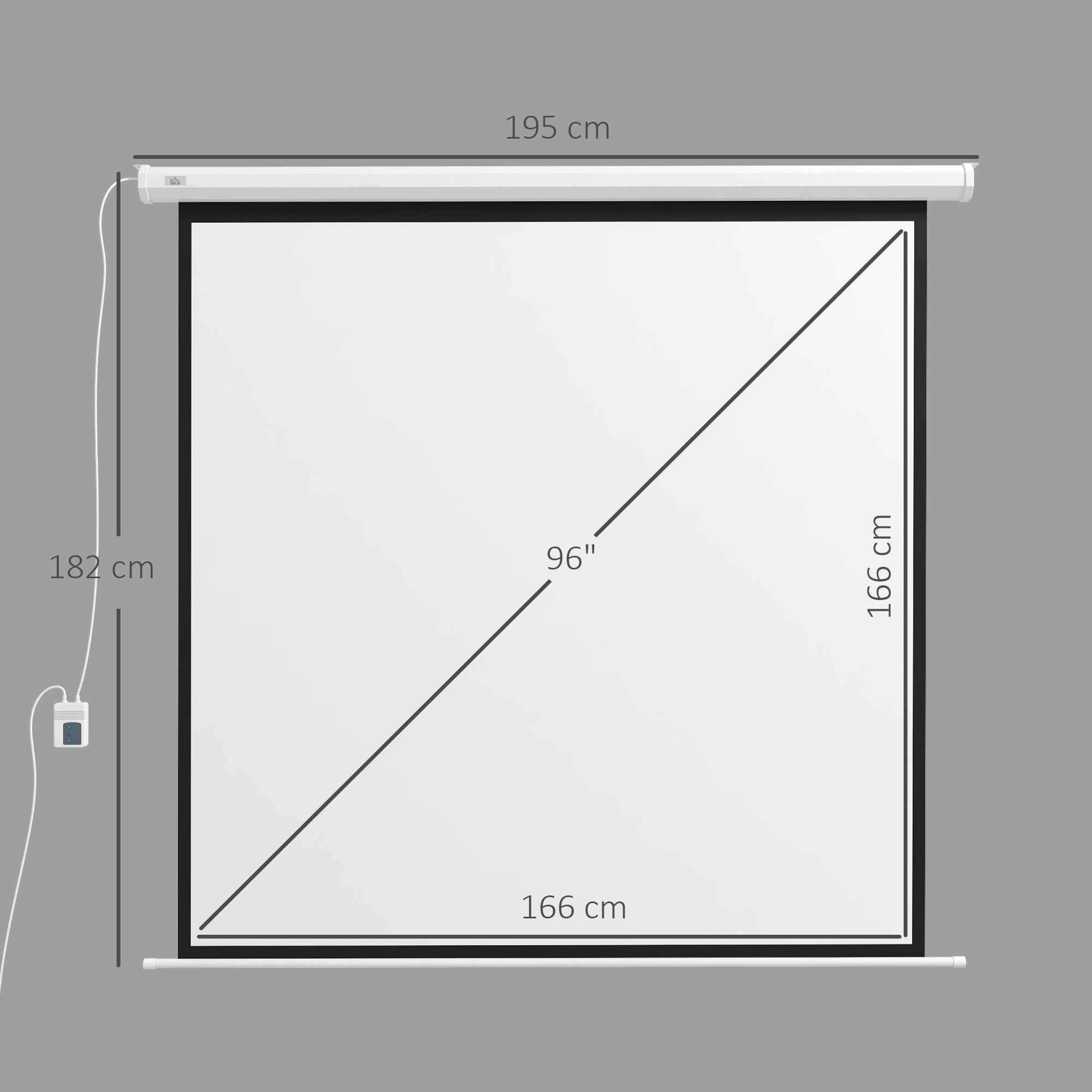 Pantalla de Proyector Eléctrica 96 Pulgadas, Pantalla de Proyección con Control Remoto, Formato 1:1, para Interior y Exterior, Eventos Deportivos, Cine en Casa, Oficina, Blanco