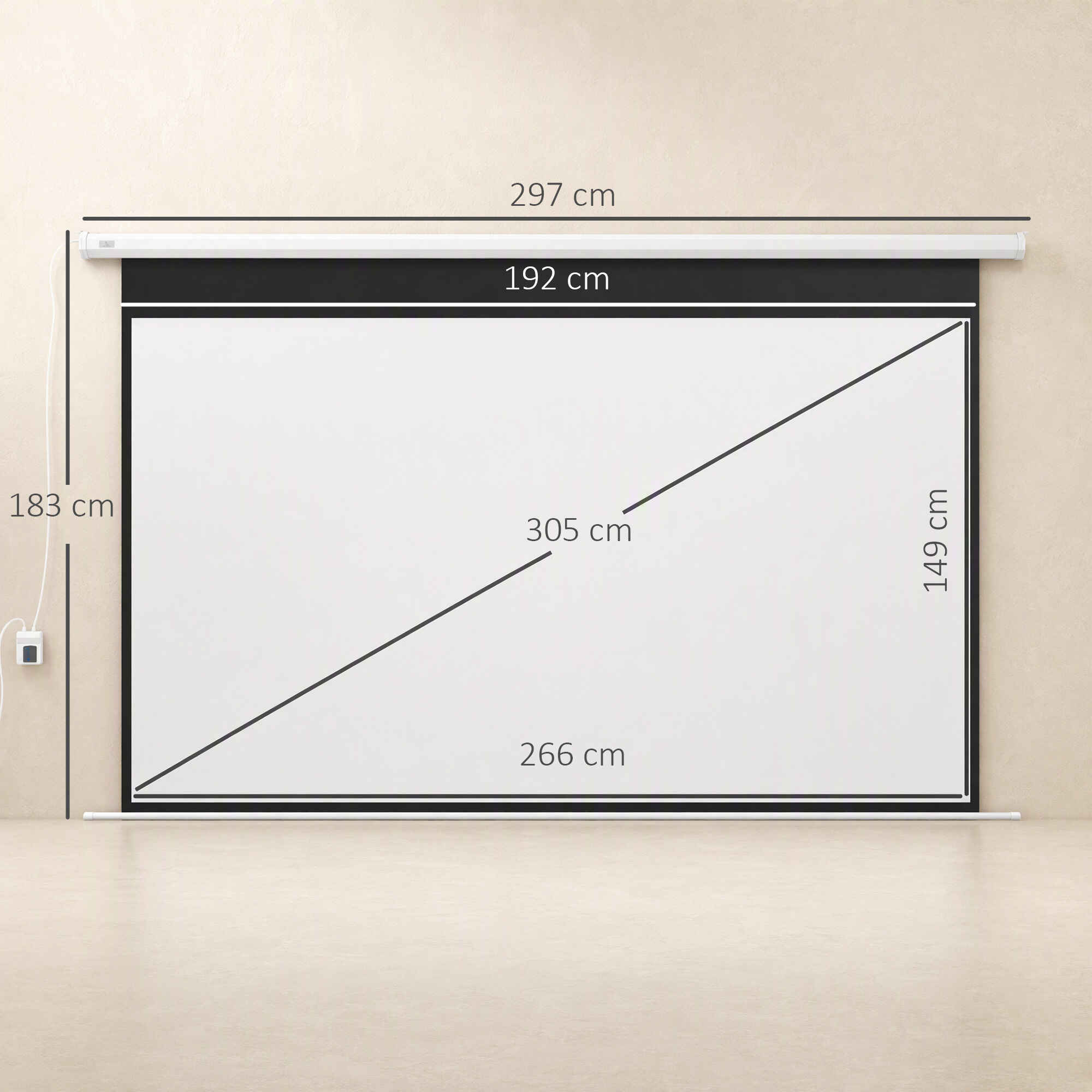 Pantalla de Proyector Eléctrica 120 Pulgadas, Pantalla de Proyección con Control Remoto, Formato 16:9, para Interior y Exterior, Eventos Deportivos, Cine en Casa, Oficina, Blanco