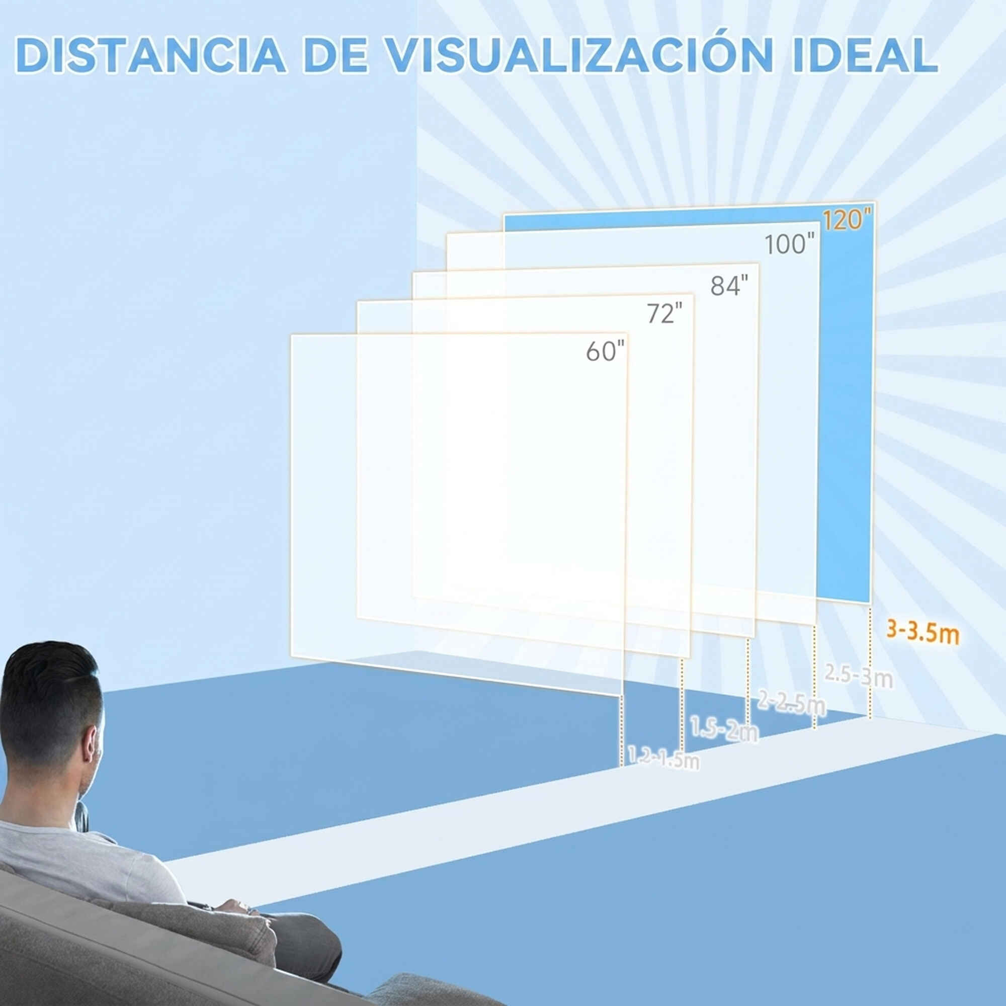 Pantalla de Proyector Eléctrica 120 Pulgadas, Pantalla de Proyección con Control Remoto, Formato 16:9, para Interior y Exterior, Eventos Deportivos, Cine en Casa, Oficina, Blanco
