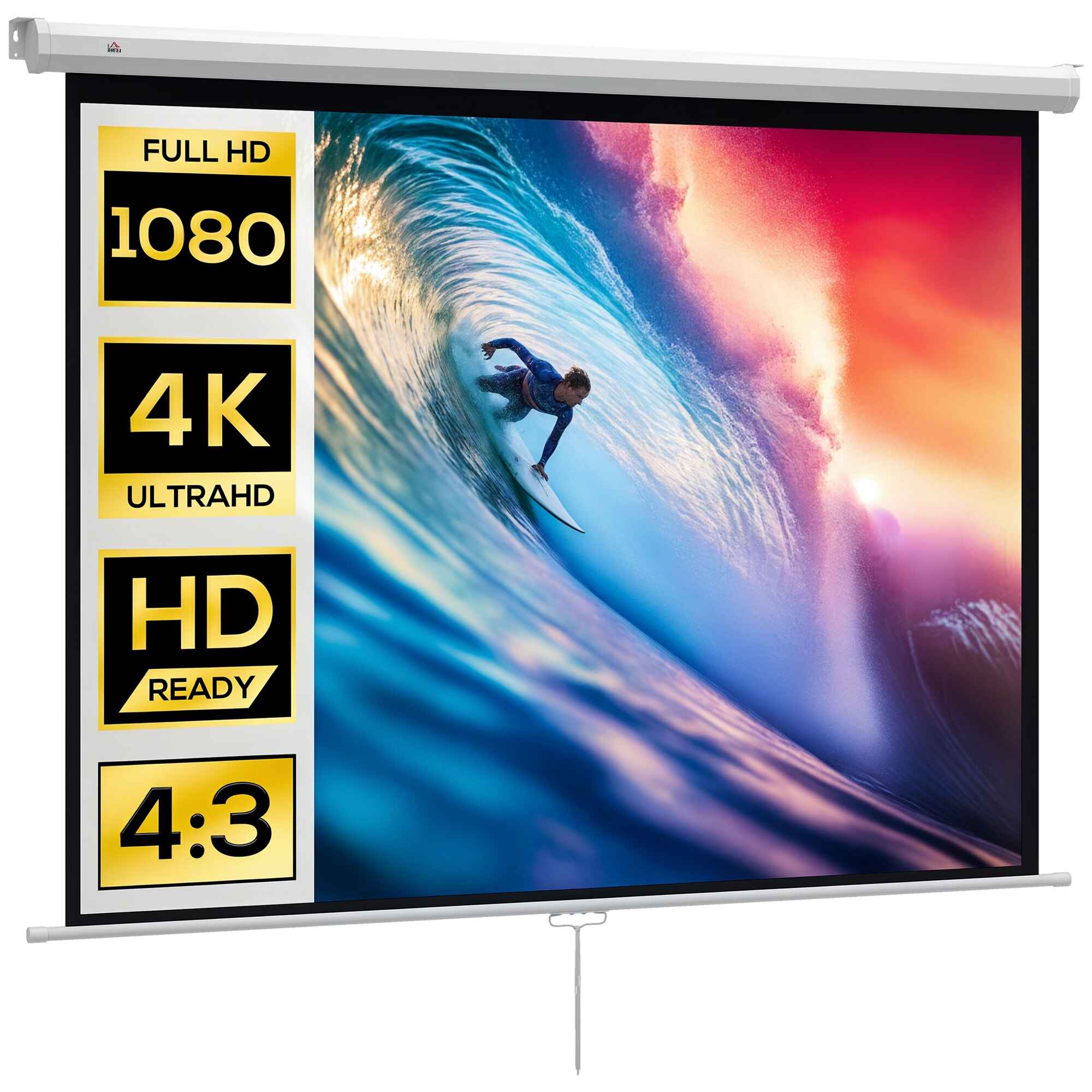 Pantalla de proyector manual 84 pulgadas 4:3 165x124 cm blanco para interior y exterior