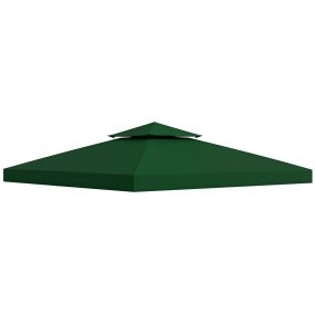 Techo de repuesto para cenador 3x3 m, doble techo, 8 orificios de drenaje, protección UV, verde