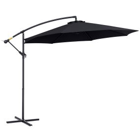Sombrilla de jardín Ø295x250 cm excéntrica inclinable con manivela y base cruzada negra