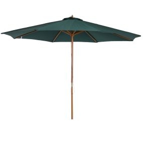 Sombrilla Ø300x250 cm con poste de madera, sistema de poleas, 8 varillas, verde