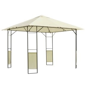 Cenador de jardín 3x3x2,6 m con marco de acero impermeable color crema