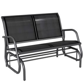Banco balancín tipo silla oscilante para jardín o patio 2 plazas 120x70x85 cm carga 200 kg metal y texteline