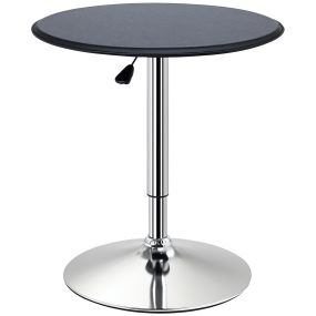 Mesa de bar redonda ajustable 67-93 cm, tablero Ø63 cm giratorio 360°, base cromada, negro