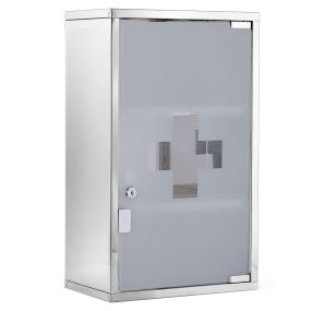 Armario botiquín de acero inoxidable con 3 estantes y cerradura para pared