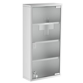 Armario botiquín de acero inoxidable con 4 estantes y cerradura para pared