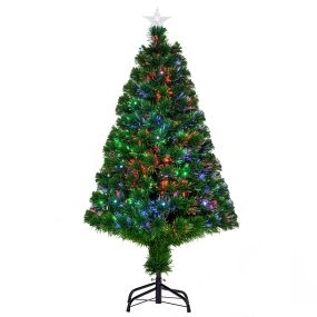 Árbol de Navidad artificial de pino 120 cm verde con 16 LED de 3 colores y 130 ramas