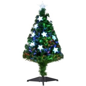 Árbol de Navidad 90cm Artificial Árbol de Pino Decoración Navideña con 12 LED de 4 Colores 90 Ramas Verde