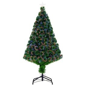 Árbol de Navidad 120cm Artificial Árboles de Abeto con Soporte Fibra Óptica Brillante LED Multicolor Ignífugo