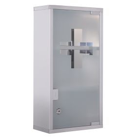 Armario botiquín de acero inoxidable con cerradura y 3 estantes 25x12x48 cm