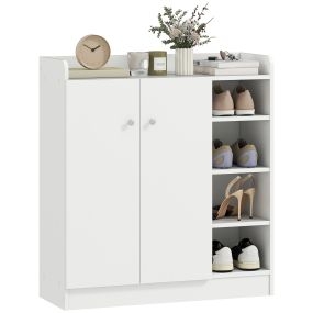 Mueble zapatero estrecho de 2 puertas con estantes ajustables para 12 pares 83x30x90 cm blanco