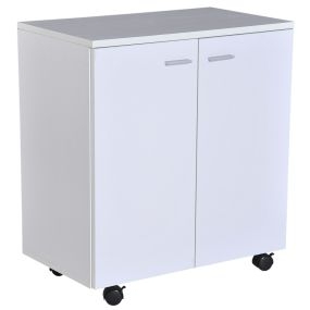 Mesa Armario Movil Mueble TV de Madera Con Ruedas y 2 Puertas Consola Cajonera 60x35x65cm