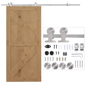 Kit herrajes para puerta corredera de madera 200 cm acero inoxidable negro