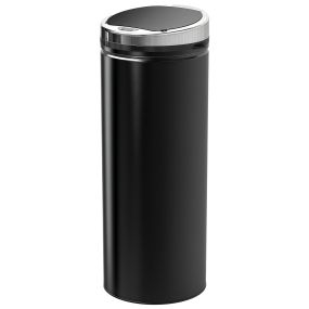 Cubo de basura automático 50L de acero inoxidable negro con sensor y cierre suave