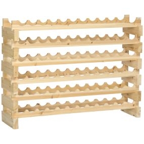 Botellero de madera natural para 72 botellas, 6 niveles, 114x28x85 cm, carga 100 kg