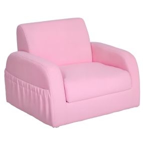 Sillón infantil transformable 2 en 1 cama plegable rosa 47x45x38 cm