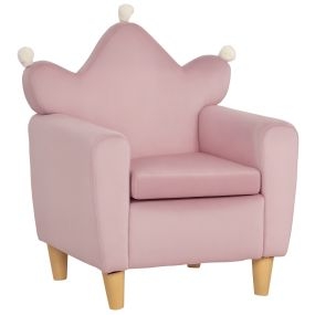 Sillón infantil mini sofá para niños +3 años acolchado con reposabrazos madera rosa 50x42x58 cm