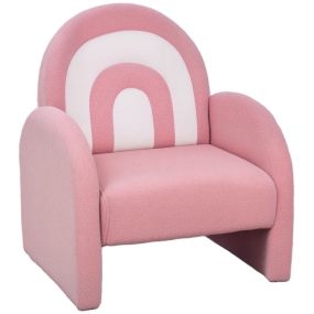 Sillón infantil con respaldo arcoíris, tejido suave de borreguito, rosa, carga 45 kg