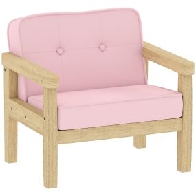 Sillón infantil para niños +3 años, pana, madera, rosa, 46,5x44x45 cm, 45 kg