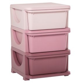 Torre de almacenamiento infantil con 3 cajones, 37x37x56,5 cm, rosa