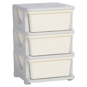 Torre de almacenamiento infantil con 3 cajones, 37x37x56,5 cm, crema