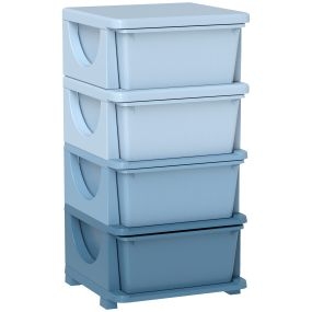 Torre de almacenamiento infantil con 4 cajones, organizador de juguetes, 37x37x76 cm, azul