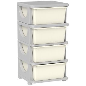 Torre de almacenamiento infantil con 4 cajones, 37x37x76 cm, crema