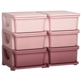 Torre de almacenamiento infantil con 6 cajones, rosa, 75x37x56,5 cm