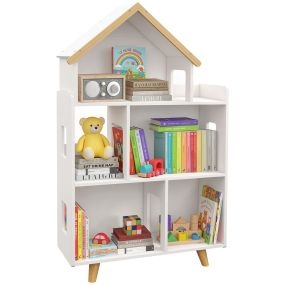 Estantería infantil para juguetes de 3 niveles con techo 65x25x108,5 cm blanco