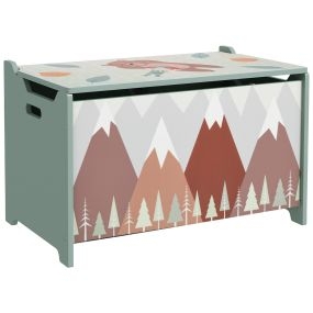 Caja de almacenamiento para juguetes infantil con 2 asas y estampado de osos 60x37x39 cm verde