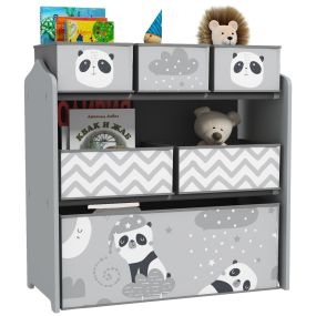 Estantería infantil para juguetes con 6 cajas extraíbles gris y blanco 63x30x66 cm