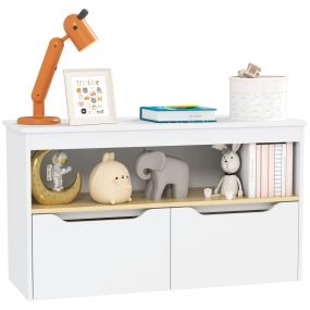 Estantería infantil para juguetes y libros con 2 cajones y compartimento 80x30x45 cm blanco