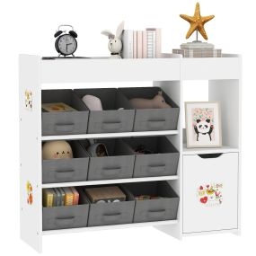 Estantería infantil para juguetes con 9 cestas extraíbles 92x30x80 cm blanco