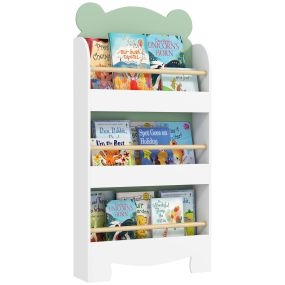 Librería Infantil de 3 Niveles Estantería para Libros Infantil Diseño de Osito para Sala de Juegos Dormitorio Guardería Verde