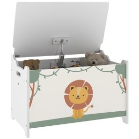 Caja de Almacenaje Juguetes, 53L, Baúl Juguetes Infantil, Organizador Juguetes con Tapa Abatible Pistón de Gas para Niños, Niñas, Libros, Ropa en Guardería, Sala de Juegos, Dormitorio, Verde