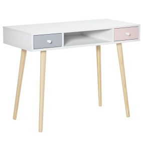 Mesa de escritorio infantil nórdica con 1 compartimento abierto y 2 cajones 100x48x76,5 cm multicolor