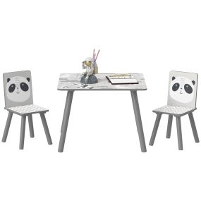 Mesa infantil con 2 sillas de 3 piezas para niños de 3 a 8 años gris y blanco